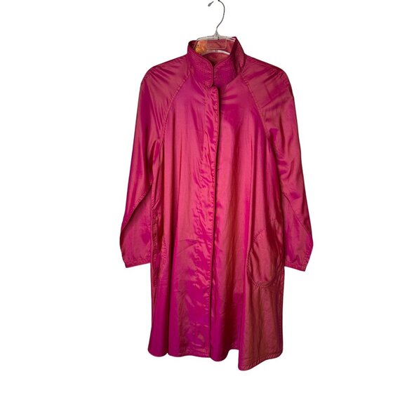 MycraPac One Women’s Pink Metallic Swing A-Line Raincoat SZ 1 S/M Minimalist - Picture 1 of 10